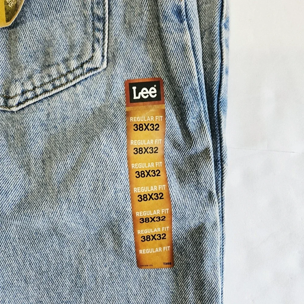 NWT Lee Mens Regular Fit Straight Leg Jeans Denim Pants Light Stonewash 2008916